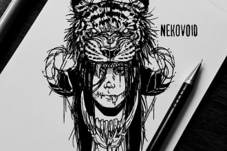 create illustration in my unique style in black and white