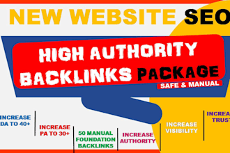 build 50 foundation backlinks high da white hat link building for new websites
