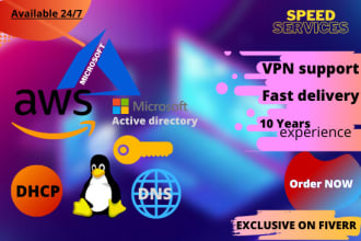 fix vpn, active directory, dns, dhcp, backup, AWS issues