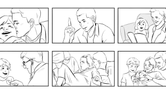 draw high quality storyboard for film, animation, commercial