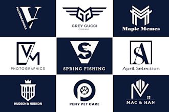 do a minimalist initial letter monogram logo design for your personal brand