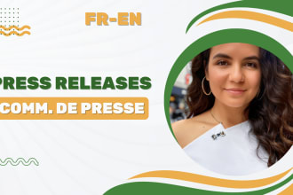 write your press release in french or english