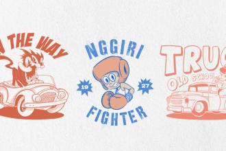 draw mascot vintage  illustration for clothing flag