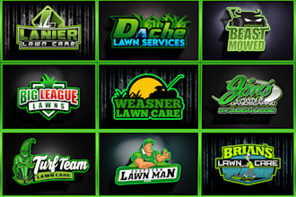 design landscape, lawn care, mowing and irrigation logo