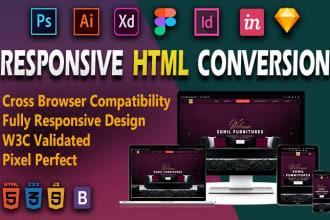 do html conversion   psd ai xd figma sketch design to html php websites