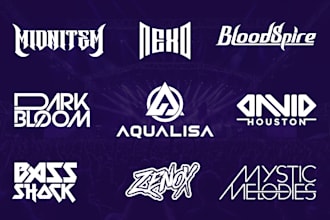 design music, band, edm, dj, metal, rock or custom text logo