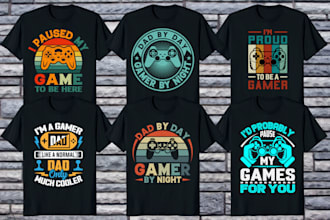 create awesome gaming t shirt design for your pod business