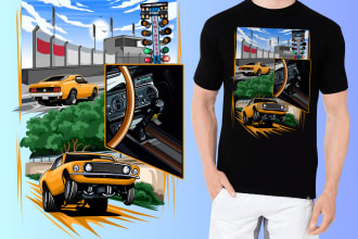 draw stunning car illustration for t shirt or merchandise