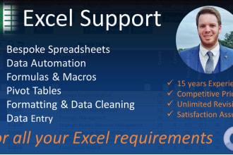 create bespoke excel spreadsheets, including incorporating powerquery