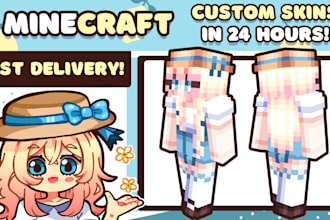 create a premium custom minecraft skin from scratch in 24hrs