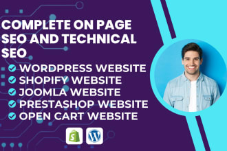 do on page SEO for open cart, joomla, wordpress, prestashop, or shopify website