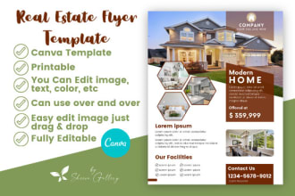 design real estate, property flyer for canva template