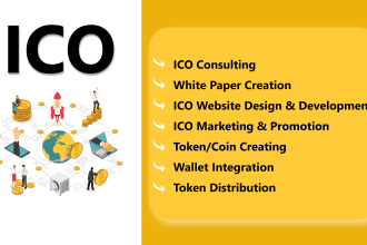 ico website or cryptocurrency selling site and erc20 token