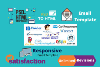 design PSD to HTML responsive email template zoho, mailchimp