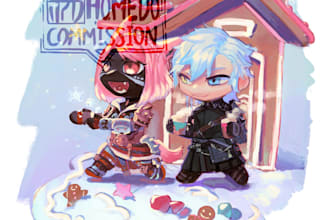 draw you chibi vignette scenes