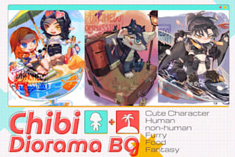draw you chibi vignette scenes