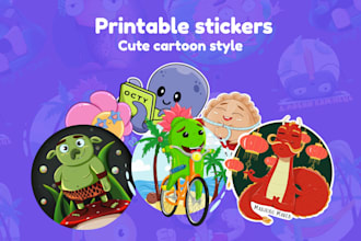 design cute printable cartoon stickers for planners, journals, small businesses