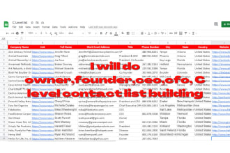 do owner,founder,ceo,cfo, c level contact list building