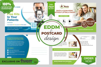 design medical, roofing, real estate, lawn care, cleaning postcard or eddm in24h