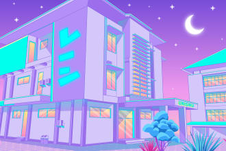 turn your photo into vaporwave style vector art