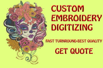 do embroidery digitizing in dst pes emb file in few hours