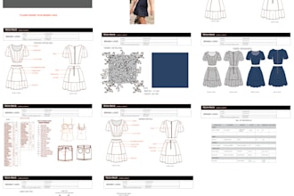 do fashion technical flat sketch and tech pack