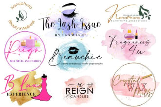 do watercolor feminine logo for eyelashes boutique cosmetics lipgloss candles