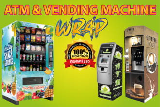 make modern vending machine and atm wrap design in 24 hours