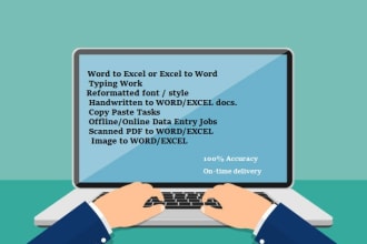 do data entry typing work convert pdf to word or excel