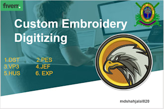 do embroidery  digitizing dst, pes, pxf for custom embroidered patches