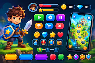 design amazing 2d game UI, hud, and app assets