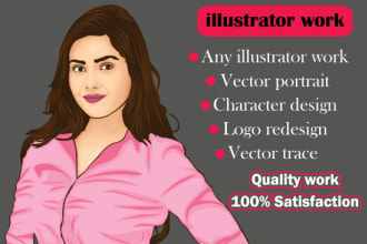 do any adobe illustrator work or edit vector trace vector portrait