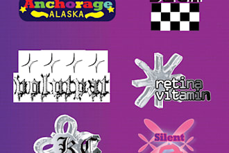 create design logo y2k, vintage, grunge