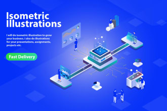 design 3d and  unique isometric illustration in 12 hours