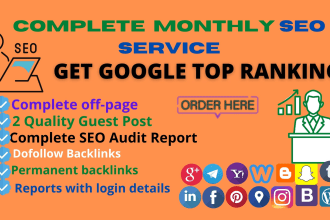 provide complete monthly SEO service with high authority backlinks