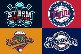 design baseball, basketball, football, hockey sports mascot logo