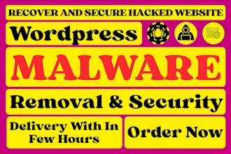professionally remove malware from wordpress website, full secure security setup
