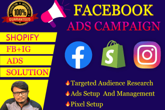create shopify facebook ads campaign and instagram advertising