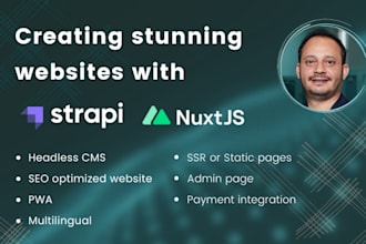 develop a nuxt 3 web app powered by strapi cms or API