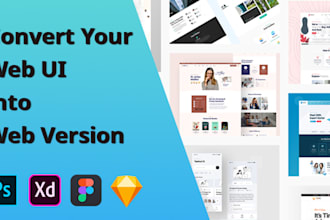 convert adobe PSD, adobe xd, figma or sketch to HTML