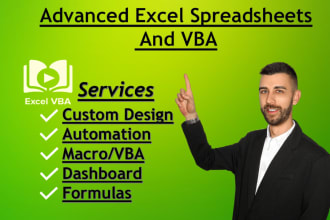 create advanced excel spreadsheets, vba, macros, formulas or data automation