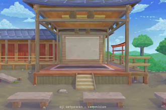 design anime background art for your game, 2d art, or vn