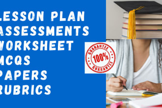 create lesson plan, quiz, paper, worksheet and assessments