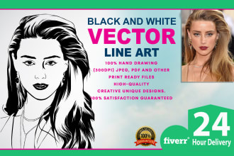 draw black and white line art and clip art for your photo
