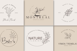design hand drawn botanical boho  watercolor feminine minimalist signature logo