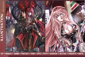 draw fantasy rendered illustration, fanart or game, ffxiv, anime, dnd, wh40