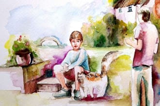 create cute water color children book illustrations