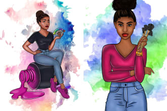 do african american illustration of characters, logo and t shirt design