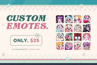 create custom cute chibi twitch emotes for streamers and vtubers