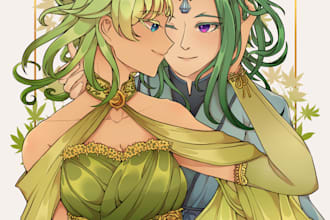 draw cute anime couple art